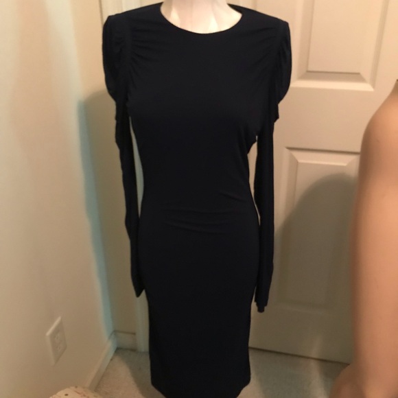 Alexander McQueen dress midi length navy ink color l/s size 44 $1390 - Picture 11 of 11